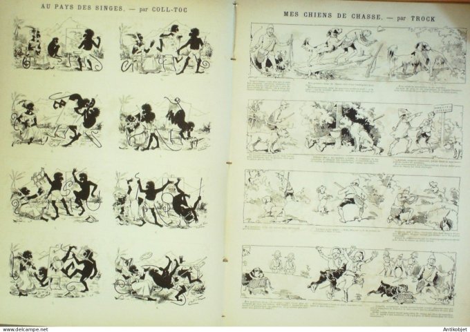 La Caricature 1886 n°349 Buisson Draner Chiens de chasse Trock Singes Coll-Toc Sorel