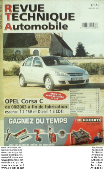 Revue Technique Automobile Opel Corsa C 08/2003  #692