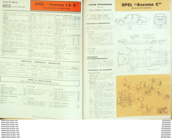 Revue Technique Automobile Opel Ascona Renault 18 & R20  #424