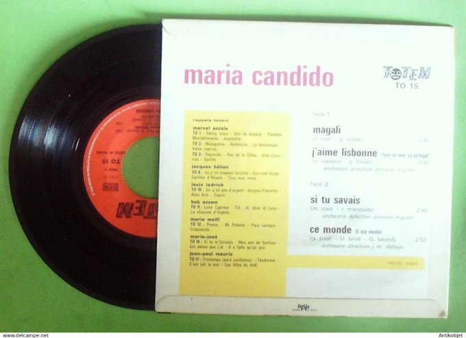 Candido Maria 45T EP J'aime Lisbonne (languette) 1963