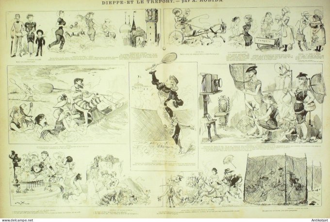 La Caricature 1881 n°  88 Dieppe & Le Tréport Robida Barret Loys