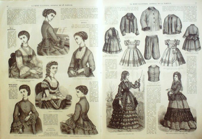 Journal Mode illustrée 1871 #  6 Paletit & robe fillettes