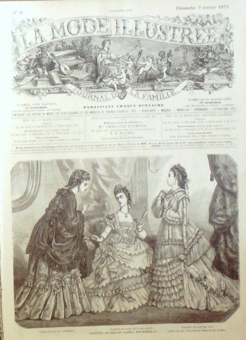 Journal Mode illustrée 1873 #  6 Toilettes d'intérieur