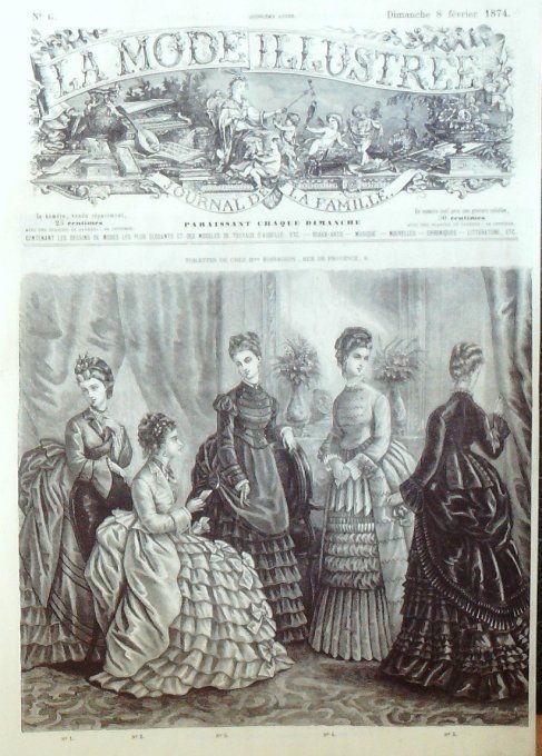 Journal Mode illustrée 1874 #  6 Toilettes de soirées