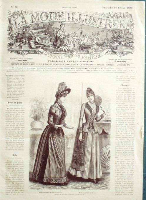 Journal Mode illustrée 1889 #  6 Robes en Pékin