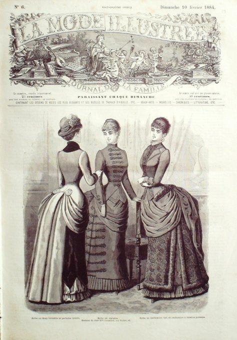 Journal Mode illustrée 1884 #  6 Robes en drap & cachemire