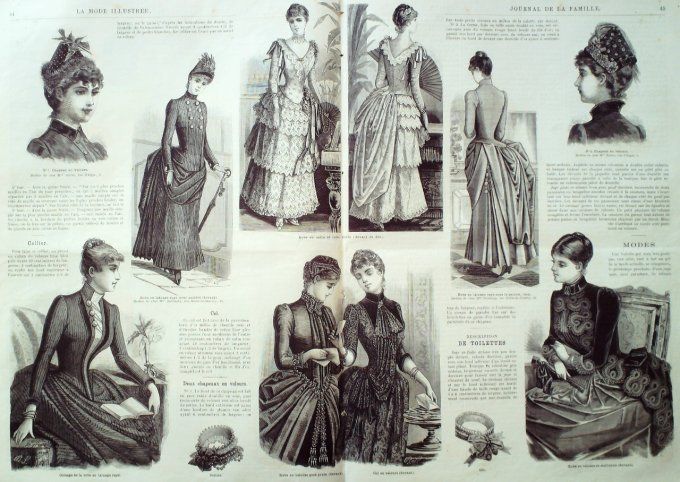 Journal Mode illustrée 1885 #  6 Robe en lainage et jupe