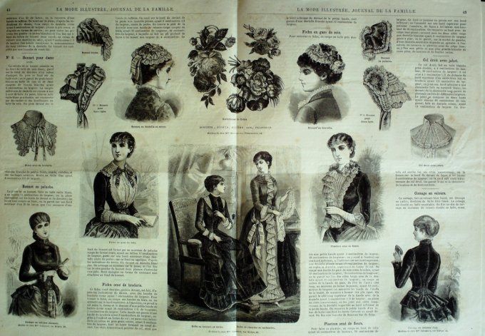 Journal Mode illustrée 1883 #  6 Mantille coiffure de théâtre