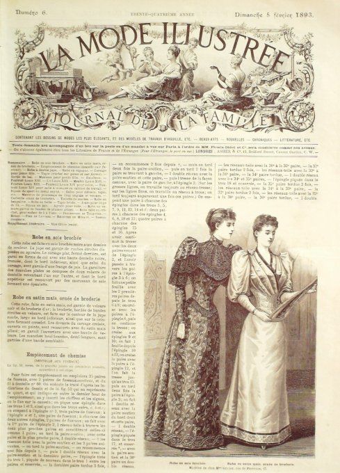 Journal Mode illustrée 1893 #  6 Robes en soie & satin