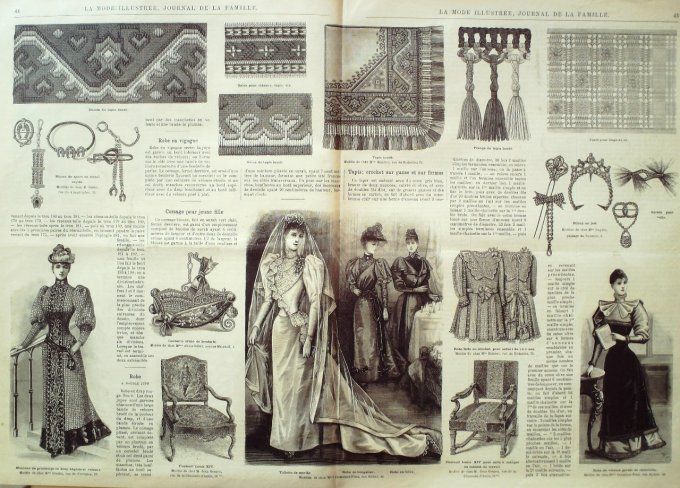 Journal Mode illustrée 1893 #  6 Robes en soie & satin