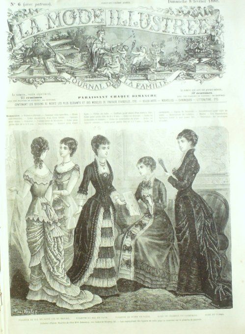 Journal Mode illustrée 1880 #  6 Toilettes de bal & dîner