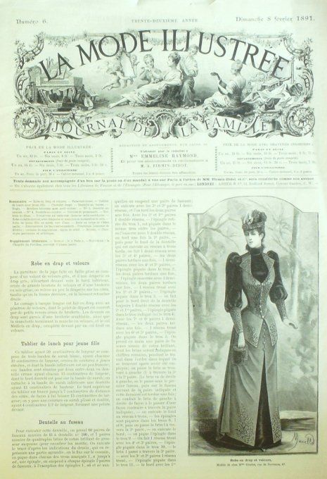 Journal Mode illustrée 1891 #  6 Robe drap & velours