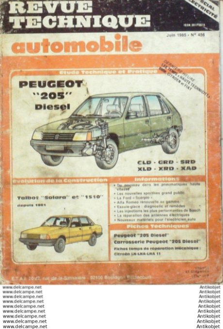 R.T Automobile Peugeot 205 Talbot Solara & 1510   # 456