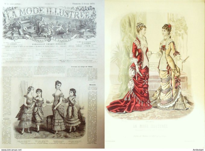 La Mode illustrée journal + gravure associée 1879 #  05