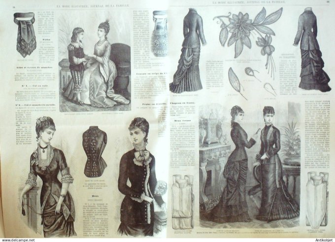 La Mode illustrée journal + gravure associée 1879 #  05