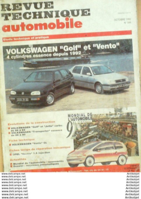 Revue Technique Automobile Volkswagen Golf & Vento 4 cyl. 1989/1992 Opel Vectra  #544