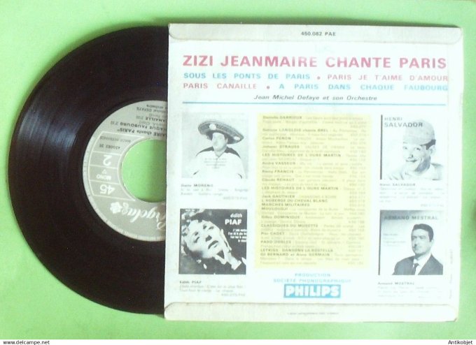 Jeanmaire Zizi 45T EP Paris je t'aime d'amour 1965