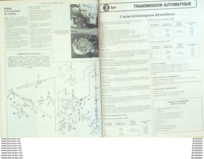 Revue Technique Automobile Volkswagen Golf & Vento 4 cyl. 1989/1992 Opel Vectra  #544