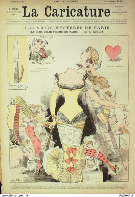 La Caricature 1882 n°108 Mystères de PAris Robida Skating Ballet Bach