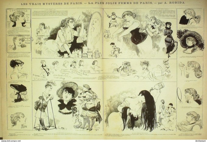 La Caricature 1882 n°108 Mystères de PAris Robida Skating Ballet Bach