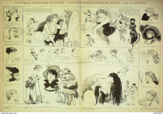 La Caricature 1882 n°108 Mystères de PAris Robida Skating Ballet Bach