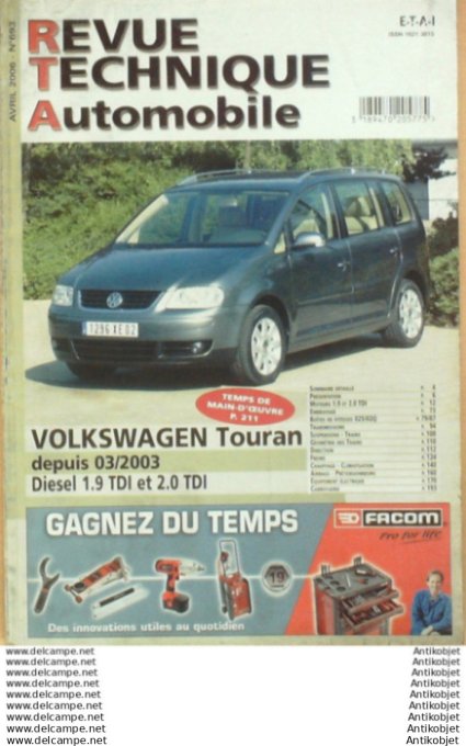 Revue Technique Automobile Volkswagen Touran 03/2003  #693