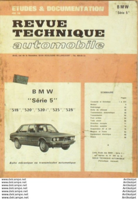 R.T Automobile Peugeot 304 & 204 1974/1976 Bmw Séries 5   # 356