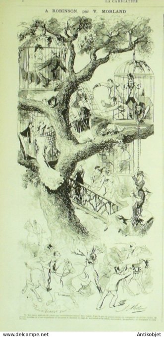 La Caricature 1880 n°  30 La poudre parle le Feudartifiçomanie Robida Barret Draner