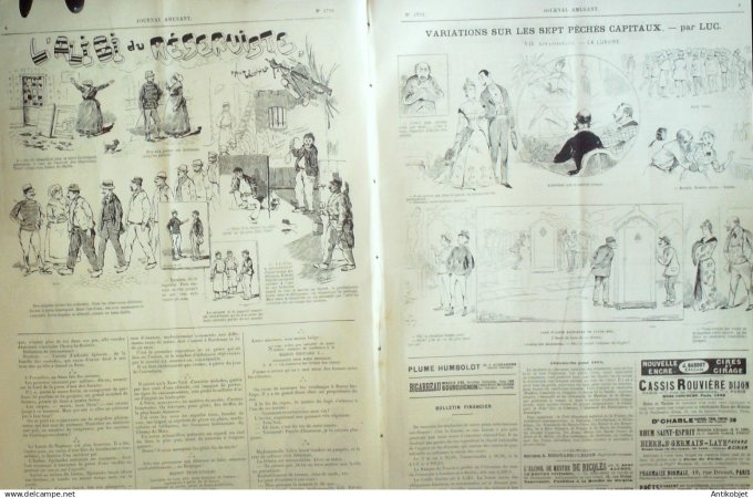 Le Journal Amusant 1890 n°1779 Logique antiesclavagiste 7 pêchés capitaux la Luxure alibi du réservi