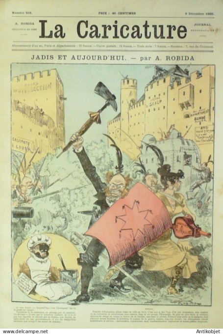 La Caricature 1883 n°206 Jadis & Aujourdh'ui Robida Sorel Bain de la Commandante O'Bry