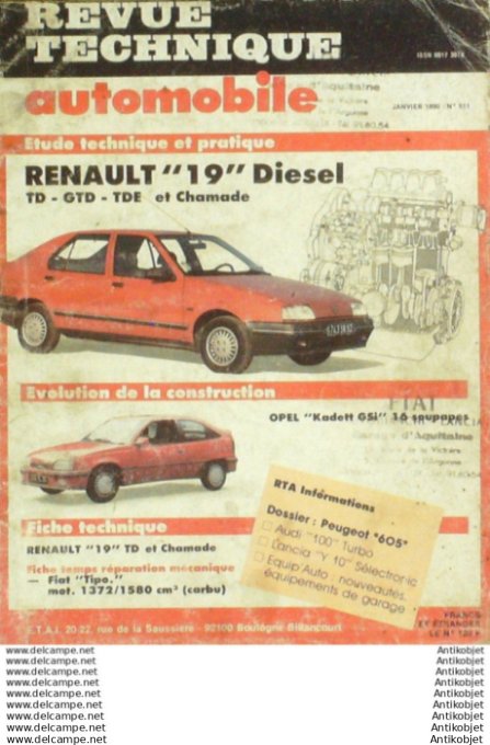 Revue Technique Automobile Renault 19 Opel Kadett Gsi 16  #511