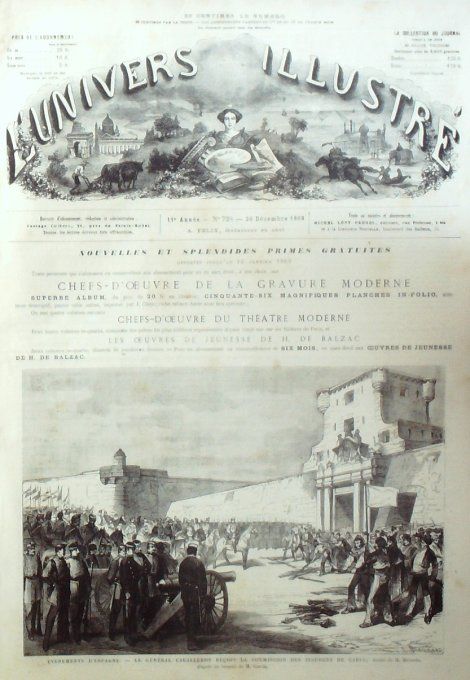 L'Univers illustré 1868 # 728 Espagne Madrid Cadix Italie Tibre Quais de Paris