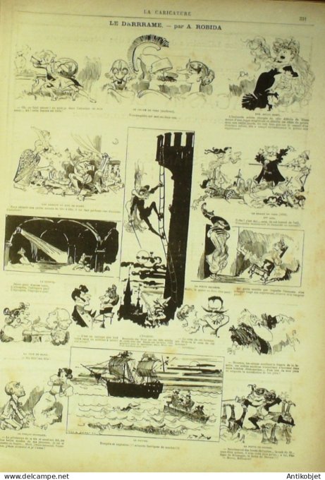 La Caricature 1881 n°  96 Le Drame Barret Robida