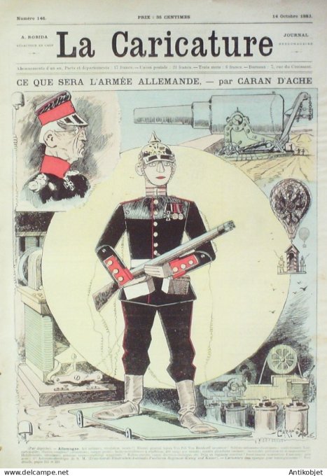 La Caricature 1882 n°146 L'armée Allemande Caran d'Ache Tinant Trock Loys