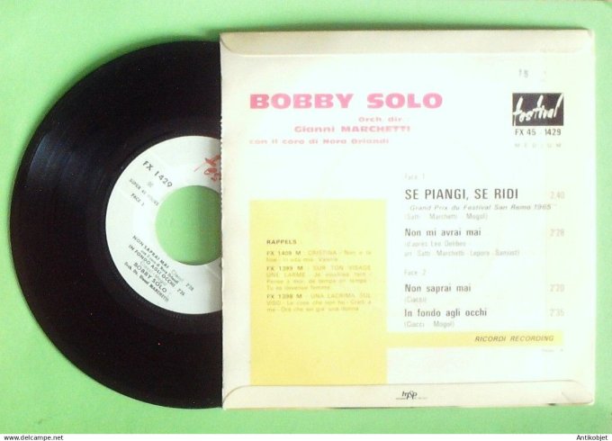 Solo Bobby 45T EP Se piangi se ridi 1965 GP Eurovision