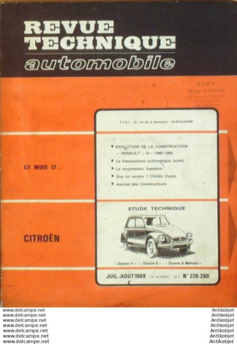 R.T Automobile Citroën Dyane 4/6 Méhari Renault 10 1966 1969   # 279