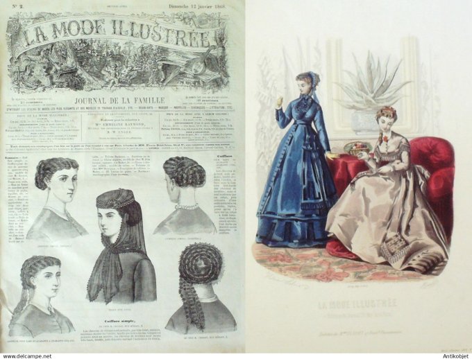 La Mode illustrée journal + gravure associée 1868 #  2