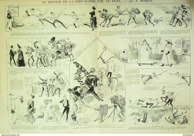 La Caricature 1884 n°257 Chevaliers de duel Robida Sorel Trock Gino