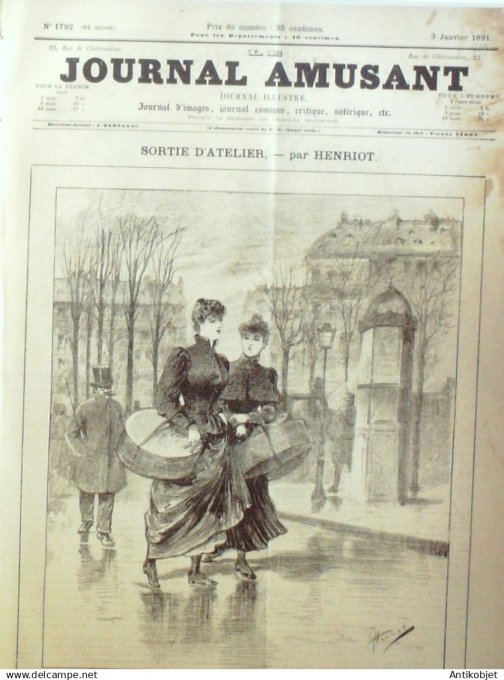 Le Journal Amusant 1891 n°1792 Sortie d'atelier Bourrasque des  étrennes scènes historiques