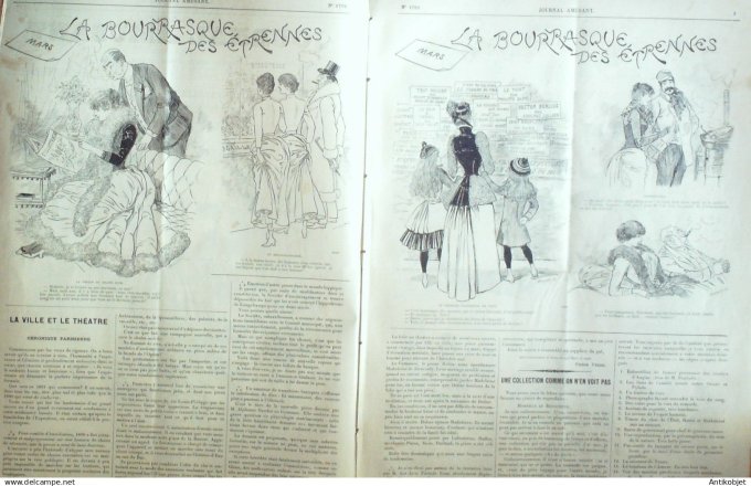 Le Journal Amusant 1891 n°1792 Sortie d'atelier Bourrasque des  étrennes scènes historiques