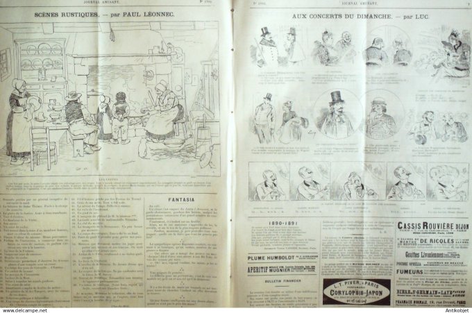 Le Journal Amusant 1891 n°1792 Sortie d'atelier Bourrasque des  étrennes scènes historiques