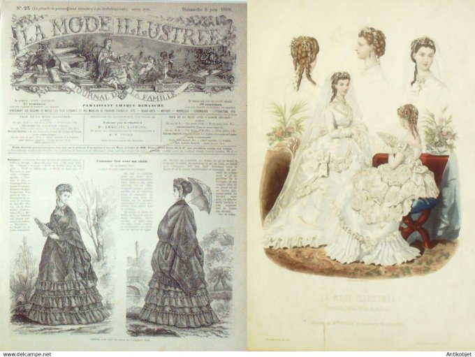 La Mode illustrée journal + gravure associée 1869 # 23