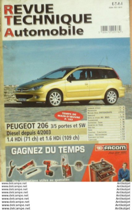 Revue Technique Automobile Peugeot 206 04/2003  #694