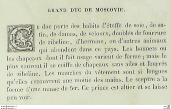 Russie MOSCOU Duc de MOSCOVIE 1859