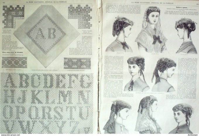 La Mode illustrée journal + gravure associée 1868 # 21