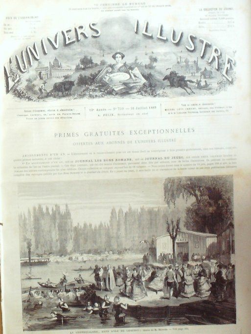 L'Univers illustré 1869 # 759 Croissy (95) Egypte Suez Timsah le Havre (76) Vélocipèdes