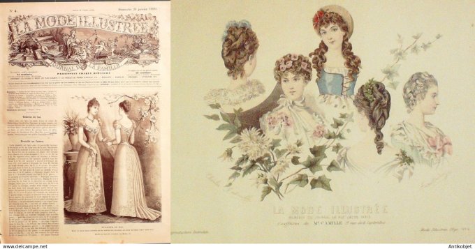 La Mode illustrée journal + gravure associée 1890 #  4