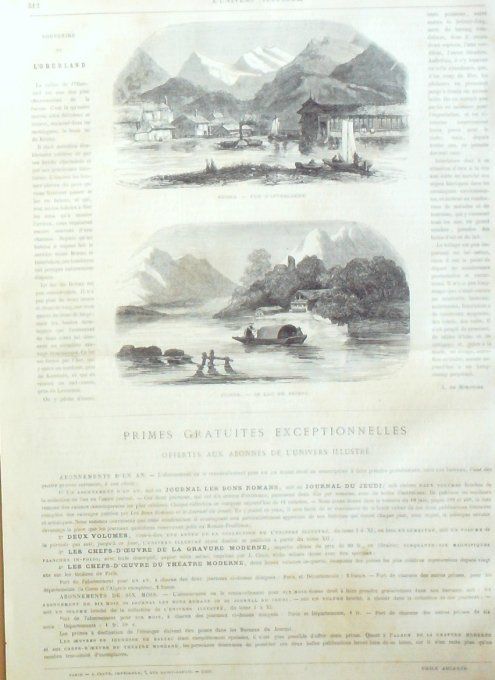 L'Univers illustré 1869 # 760 Suisse Brienz Interlaken Egypte Suez Madrid Guardias 