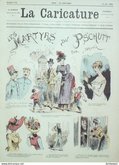 La Caricature 1883 n°178 Martyrs du Pschutt Draner à Robinson Tinant Sorel Trock