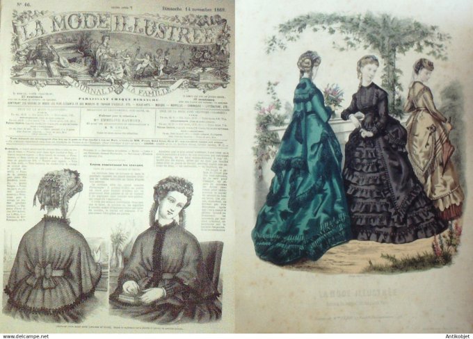 La Mode illustrée journal + gravure associée 1869 # 46